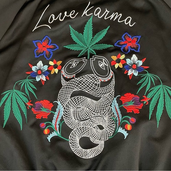 Sandro Black Love Karma Embroidered Bomber Jacket - Picture 7 of 16